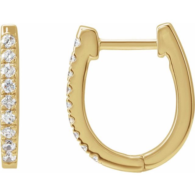 14K Yellow Or White Or Rose Gold 1.6 Mm Thick Round 1.3Mm Hinged Polished Natural Diamond Hoop Earrings