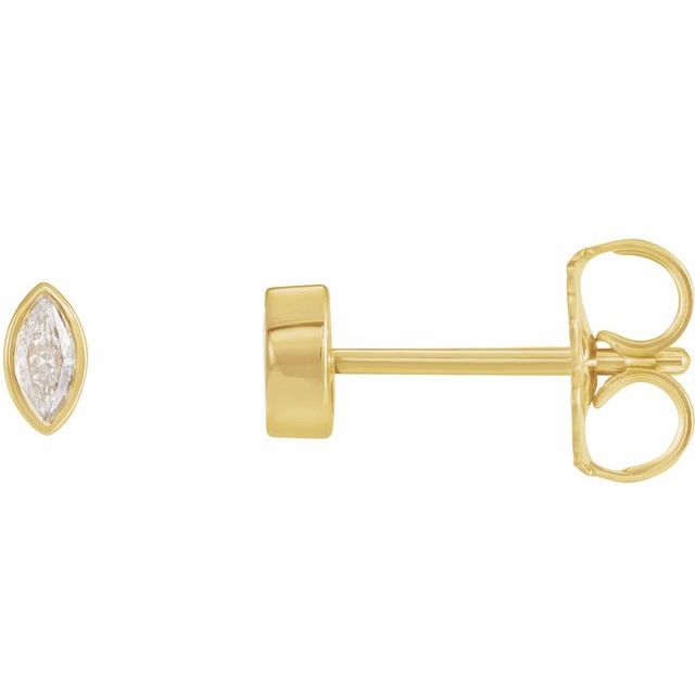 14K White Or Yellow Gold Marquise Pair 3.5 X 1.75Mm I1, G-H Friction Bezel Polished 1/10 Ctw Natural Diamond Solitaire Bezel-Set Earrings