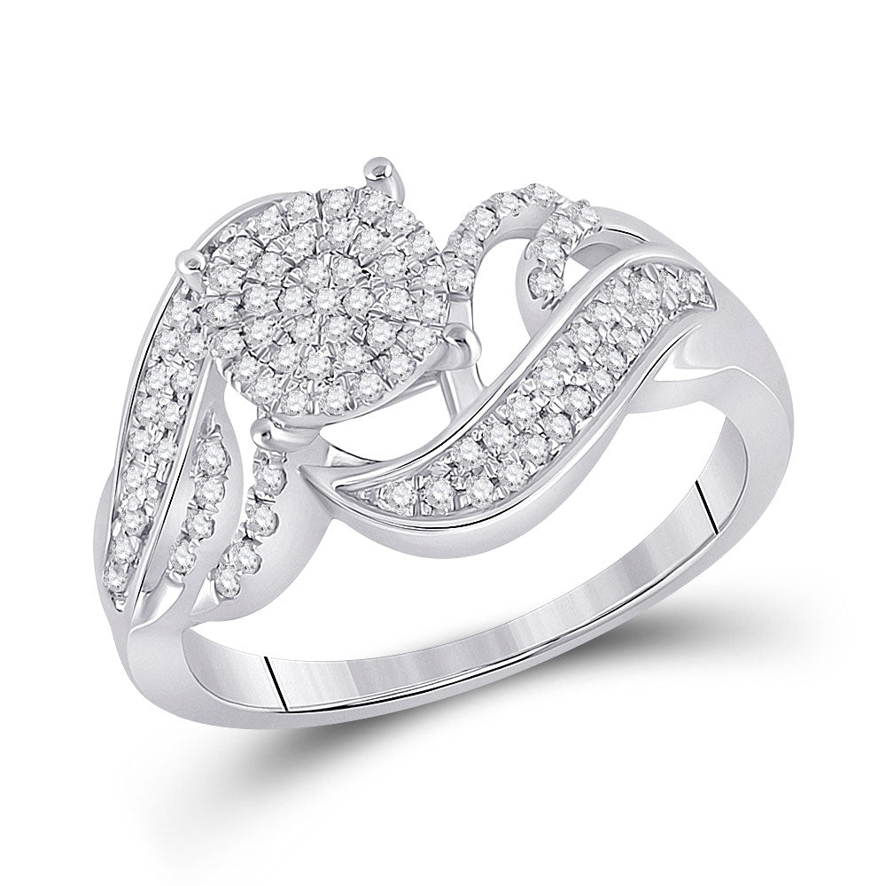 Sterling Silver Womens Round Diamond Cluster Ring 1/3 Cttw, Womens Size: 5-10