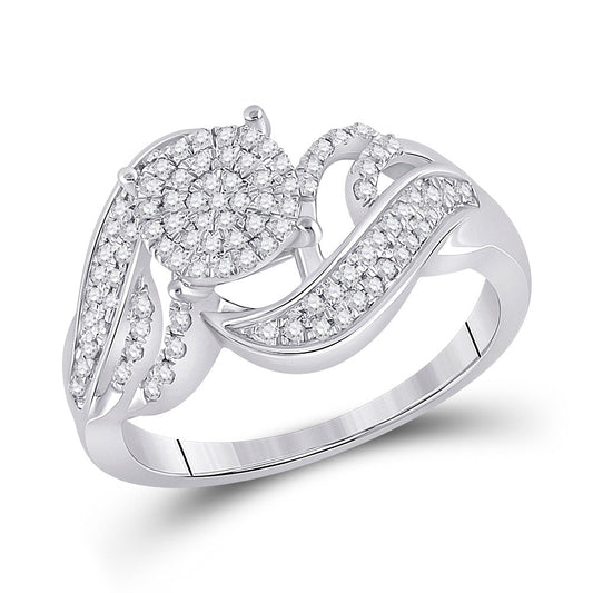 Sterling Silver Womens Round Diamond Cluster Ring 1/3 Cttw, Womens Size: 5-10