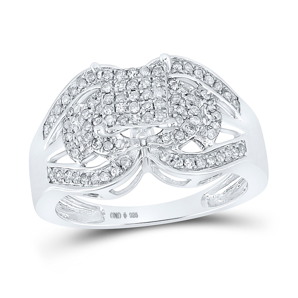 Sterling Silver Womens Round Diamond Square Ring 1/2 Cttw, Womens Size: 5-10
