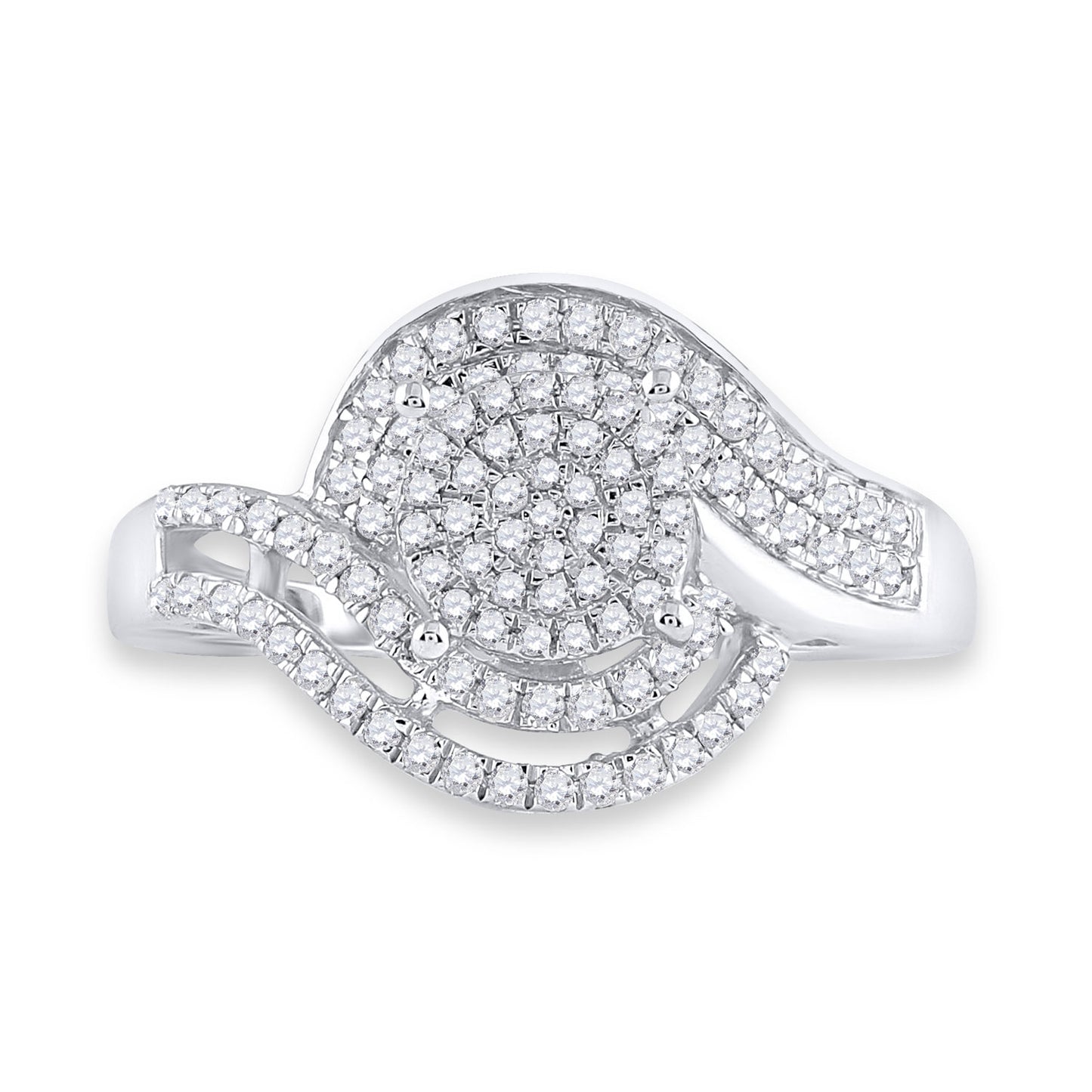 Sterling Silver Womens Round Diamond Cluster Ring 1/2 Cttw, Womens Size: 5-10