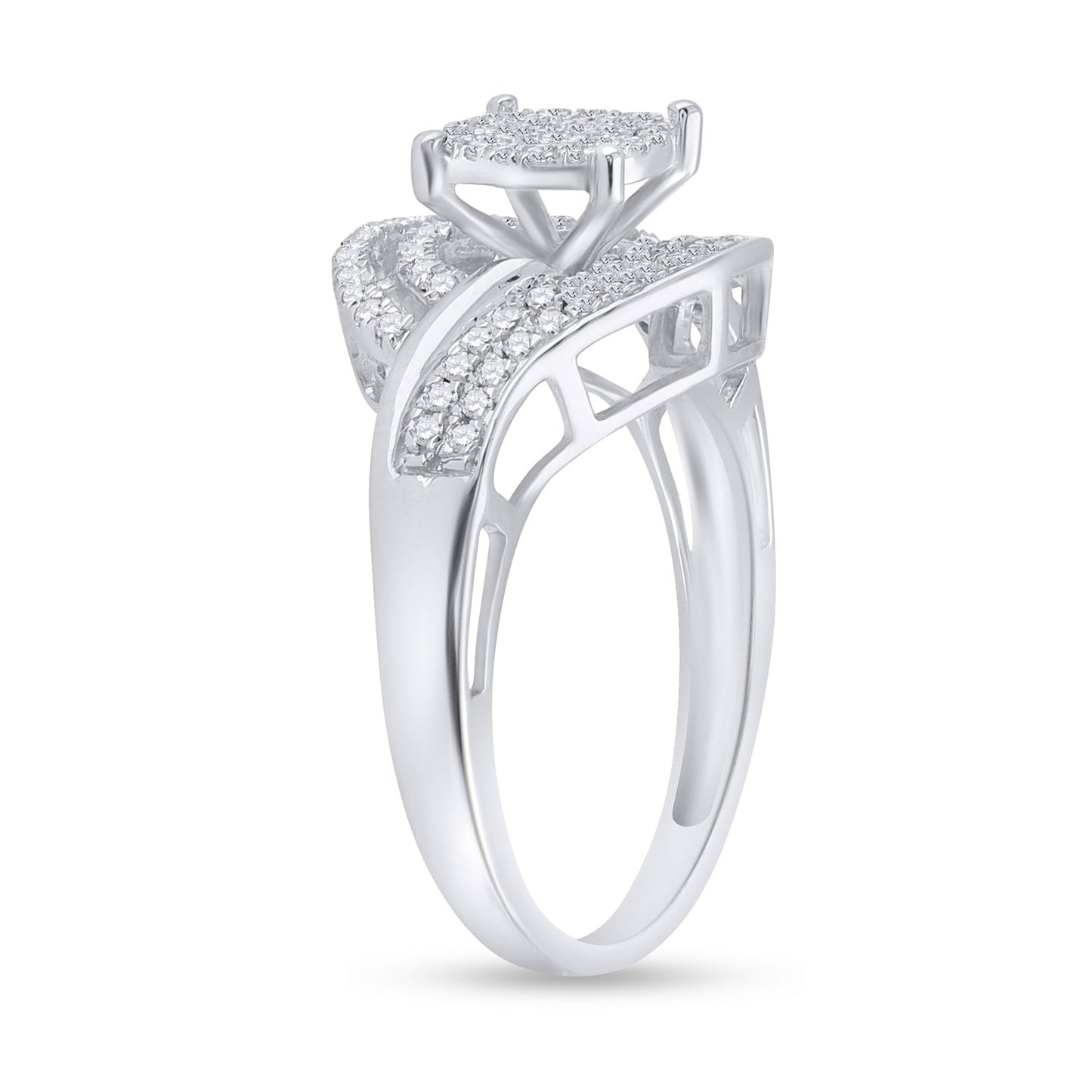 Sterling Silver Womens Round Diamond Cluster Ring 1/2 Cttw, Womens Size: 5-10