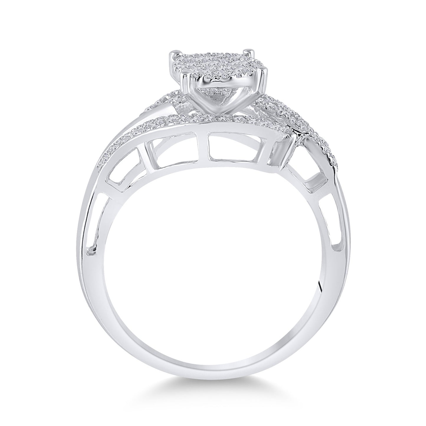 Sterling Silver Womens Round Diamond Cluster Ring 1/2 Cttw, Womens Size: 5-10