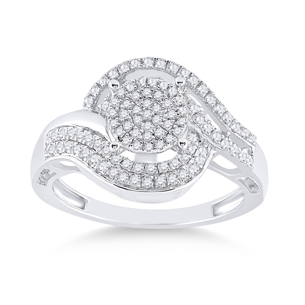 Sterling Silver Womens Round Diamond Cluster Ring 1/2 Cttw, Womens Size: 5-10