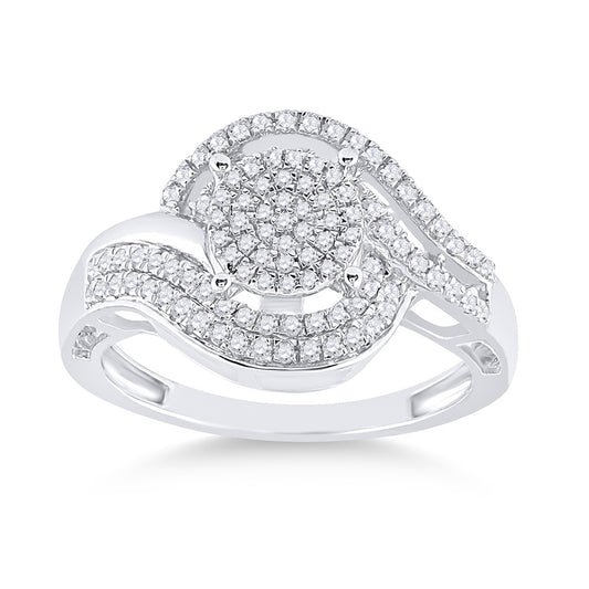 Sterling Silver Womens Round Diamond Cluster Ring 1/2 Cttw, Womens Size: 5-10