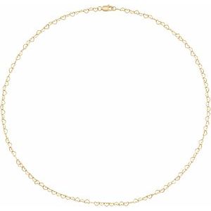 14K Yellow Gold Heart Chain, Length: 9 In, Width: 3.2 Mm