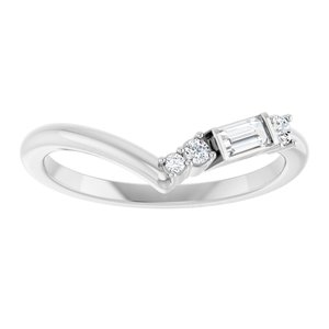 14K White Gold Lab-Grown Diamond Straight Baguette 4 X 2 Mm Lab-Grown Diamond Polished 1/6 Ctw Lab Grown Diamond Contour Band Size 7