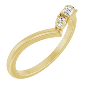 14K Yellow Gold Lab-Grown Diamond Straight Baguette 4 X 2 Mm Lab-Grown Diamond Polished 1/6 Ctw Lab Grown Diamond Contour Band Size 7