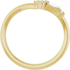 14K Yellow Gold Lab-Grown Diamond Straight Baguette 4 X 2 Mm Lab-Grown Diamond Polished 1/6 Ctw Lab Grown Diamond Contour Band Size 7