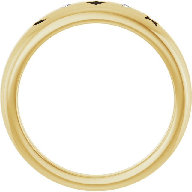 14K Yellow Gold Round 1.2 Mm Polished .015 Ctw Natural Diamond Pierced Ring, Size 7