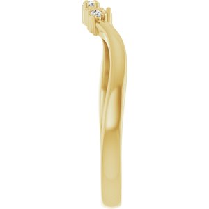 14K Yellow Gold Set Natural Diamond Round All Sizes Si2-Si3, G-H :: 0.04 Ctw Polished .04 Ctw Natural Diamond Matching Band