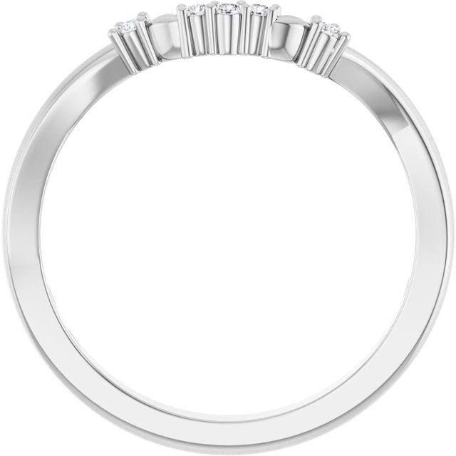 14K White Gold Round Si2-Si3, G-H Polished .04 Ctw Natural Diamond Matching Band, Size 7