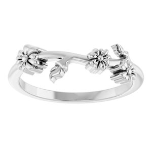 Sterling Silver Polished Floral Stackable Ring Size 7