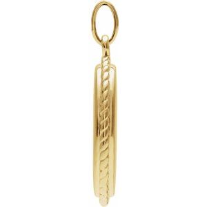 14K Yellow Gold 21.64 X 12.11 Mm Polished Engravable Oval Rope Pendant