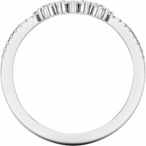 14K White Gold Round 1.7 Mm Polished 1/5 Ctw Natural Diamond Matching Band Size 7