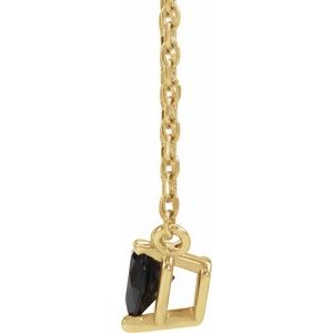 14K Yellow Gold Heart 4 X 4 Mm Black Onyx Solitaire Necklace, Length: 18 In