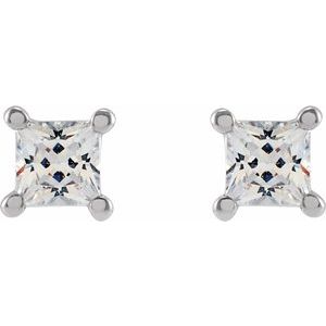 14K White Gold Square 2.75 X 2.75Mm Si, G-H 1/4 Ctw Lab-Grown Diamond 4-Prong Friction Back Earrings