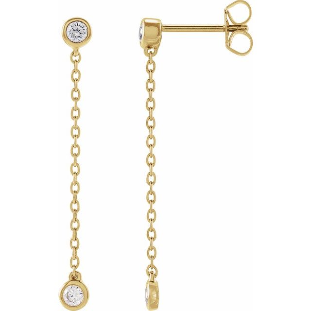 14K Yellow Or White Gold 2.5 Mm Round Friction Back Polished 1/4 Ctw Lab-Grown Diamond Chain Earrings