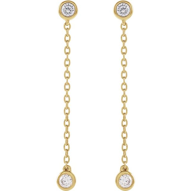 14K Yellow Or White Gold 2.5 Mm Round Friction Back Polished 1/4 Ctw Lab-Grown Diamond Chain Earrings