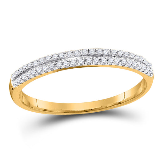 10K Yellow Gold Womens Round Diamond Slender Double Row Band 1/6 Cttw, Womens Size: 5-10