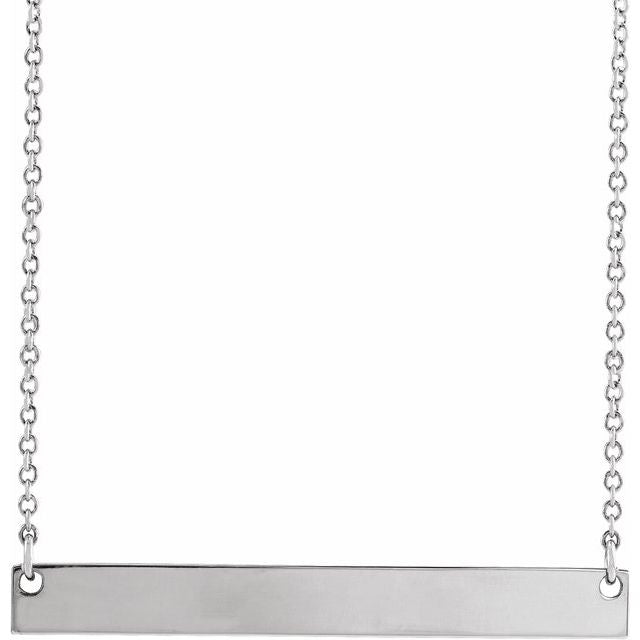 Sterling Silver 34 X 4 Mm 18 In Polished Engravable Bar Necklace
