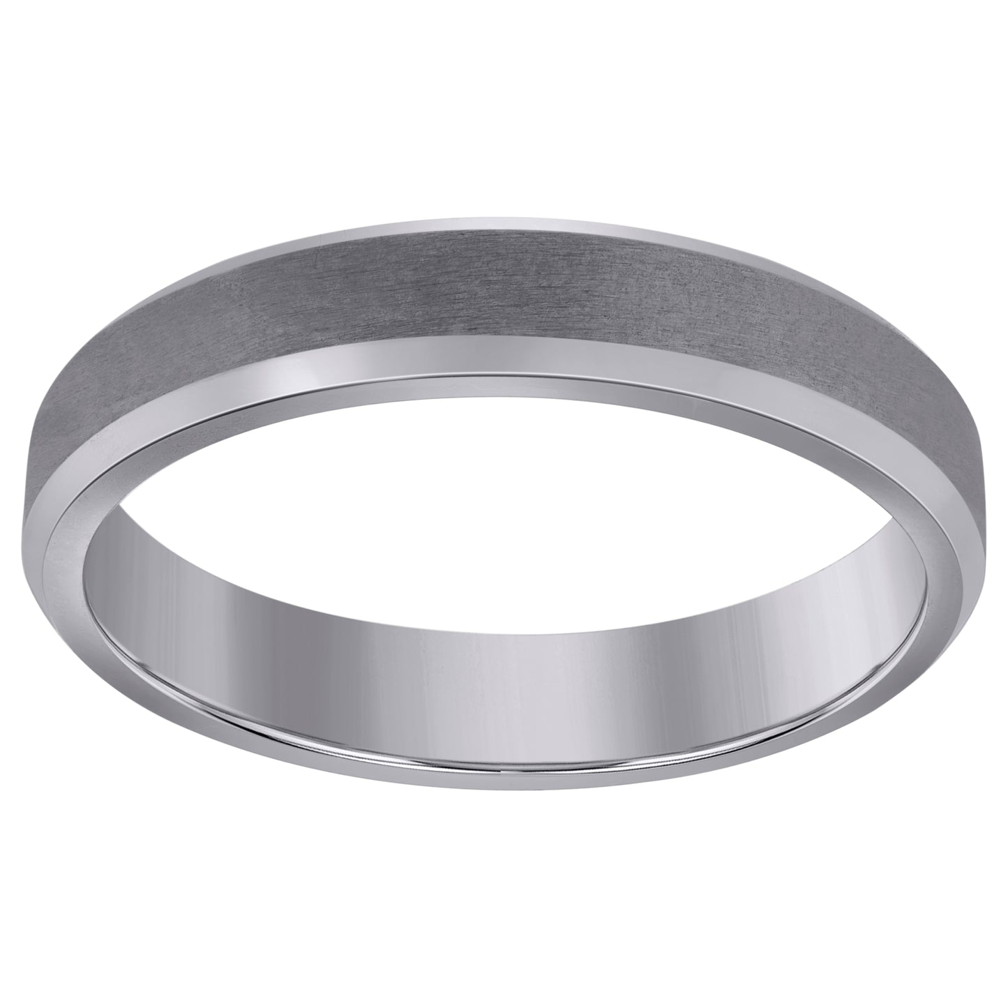 Titanium Mens Brushed Beveled Edge Comfort Fit Bridal Anniversary Engagement Wedding Band 4mm Sizes 7 - 11