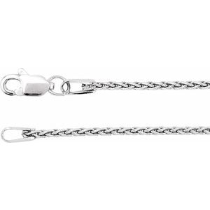Rhodium-Plated Sterling Silver 7 In Lobster Clasp Polished Wheat Chain