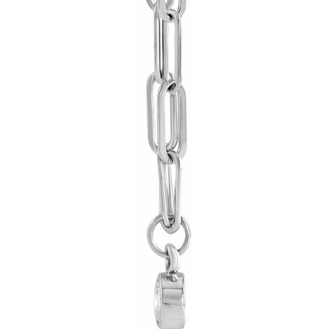 14K White Gold 1-Stone Round 3 Mm I1, G-H 16 In Polished 1/10 Ct Natural Diamond Bezel-Set Necklace