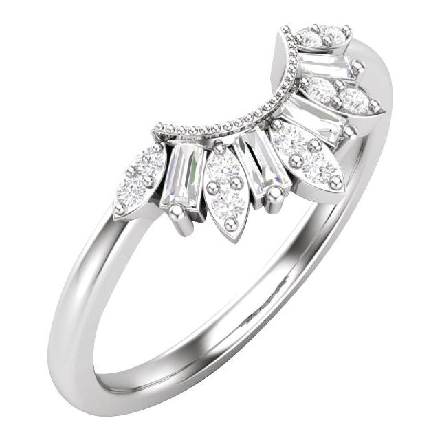 14K Yellow Or White Or Rose Gold Straight Baguette 2.6 X 1.3 Mm Polished 1/5 Ctw Natural Diamond Contour Band, Size 7