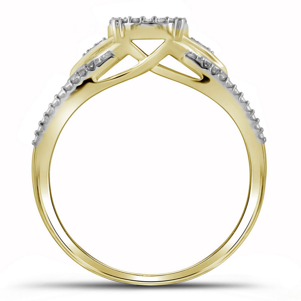 10K Yellow Gold Round Diamond Cluster Bridal Wedding Engagement Ring 1/6 Cttw, Womens Size: 5-10