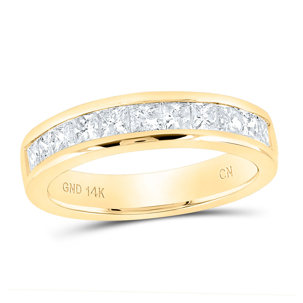 14K Yellow Gold Womens Princess Channel-set Diamond Single Row Wedding Band 1 Cttw, Womens Size: 5-10