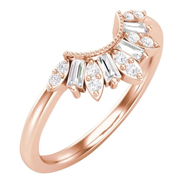 14K Yellow Or White Or Rose Gold Straight Baguette 2.6 X 1.3 Mm Polished 1/5 Ctw Natural Diamond Contour Band, Size 7