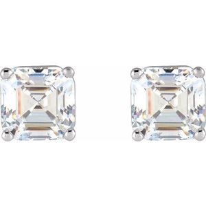 14K White Gold Asscher 3.3 X 3.3Mm Si, Ghi 3/8 Ctw Lab-Grown Diamond 4-Prong Basket Friction Back Earrings