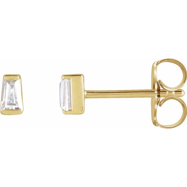 14K White Or Yellow Gold Tapered Baguette 3 X 2 X 1.5Mm Si2-Si3, Ghi Friction Polished 1/8 Ctw Natural Diamond Channel-Set Earrings