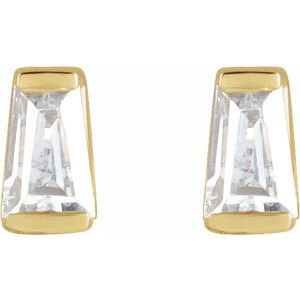 14K Yellow Gold Tapered Baguette 3 X 2 X 1.5Mm Si1-Si2, Gh 1/8 Ctw Lab-Grown Diamond Friction Back Channel-Set Earrings