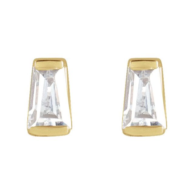 14K White Or Yellow Gold Tapered Baguette 3 X 2 X 1.5Mm Si2-Si3, Ghi Friction Polished 1/8 Ctw Natural Diamond Channel-Set Earrings