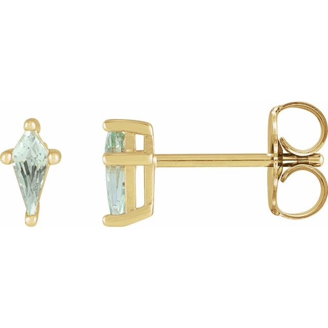 14K Yellow Or White Gold Shield Friction Back Polished Lab-Grown Gemstone Basket Earrings