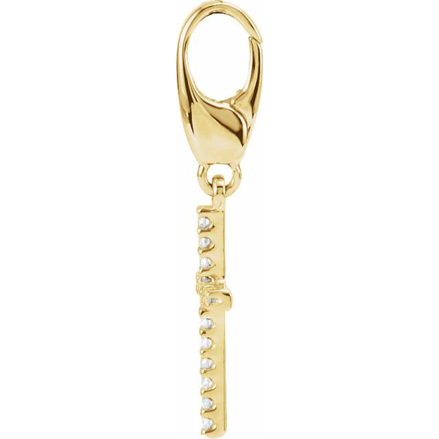 14K Yellow Gold Round 1Mm I1, G-H Polished Petite .08 Ctw Natural Diamond Cross Charm/Pendant