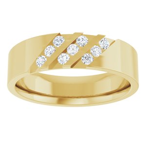 14K Yellow Gold Round 2 Mm G-H Si2-Si3 1/4 Ctw Natural Diamond Triple Diagonal Band Size 12.5