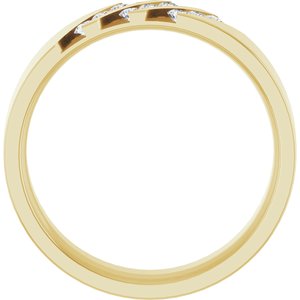14K Yellow Gold Round 2 Mm G-H Si2-Si3 1/4 Ctw Natural Diamond Triple Diagonal Band Size 12.5