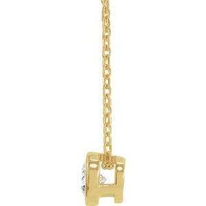 14K Yellow Gold Round 4.1Mm G-H I1 1/4 Ct Natural Diamond Solitaire Bezel-Set Necklace, Length: 18 In