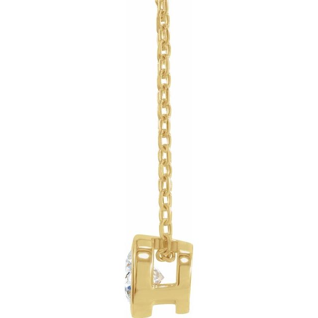 14K Yellow Gold Round 4.1Mm Si1-Si2, Gh 16-18 In Polished 1/4 Ct Lab Grown Diamond Solitaire Bezel-Set Necklace