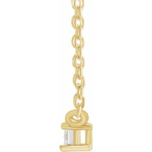 14K Yellow Gold Straight Baguette 3.5 X 2Mm Ghi Si2-Si3 1/10 Ct Natural Diamond 4-Prong Solitaire Necklace Center, Length: 16 In
