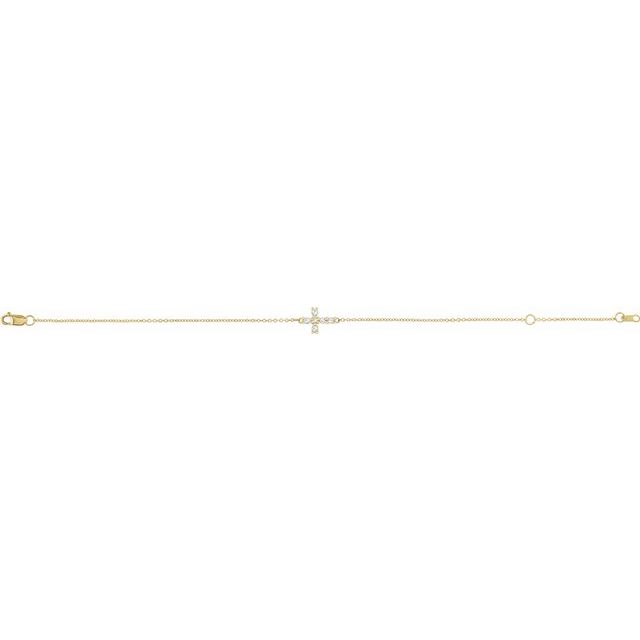 14K Yellow Gold Round 2 Mm 6 1/2-7 1/2 In Polished Natural Gemstone Sideways Cross Bracelet