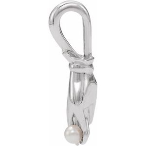Sterling Silver Pearl 2 Mm Cultured White Seed Pearl Buddha Hand Pendant