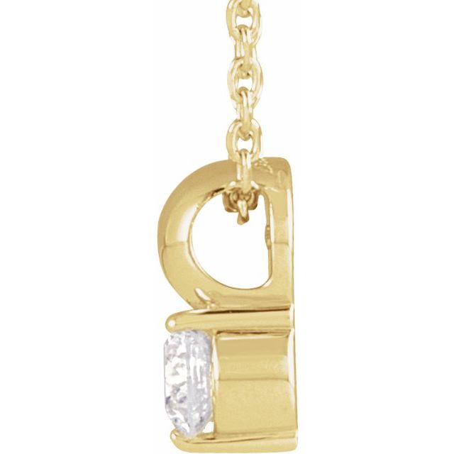 14K Yellow Gold Round 3.6Mm I1, G-H 16-18 In Polished 1/6 Ct Natural Diamond 3-Prong Half Bead Necklace