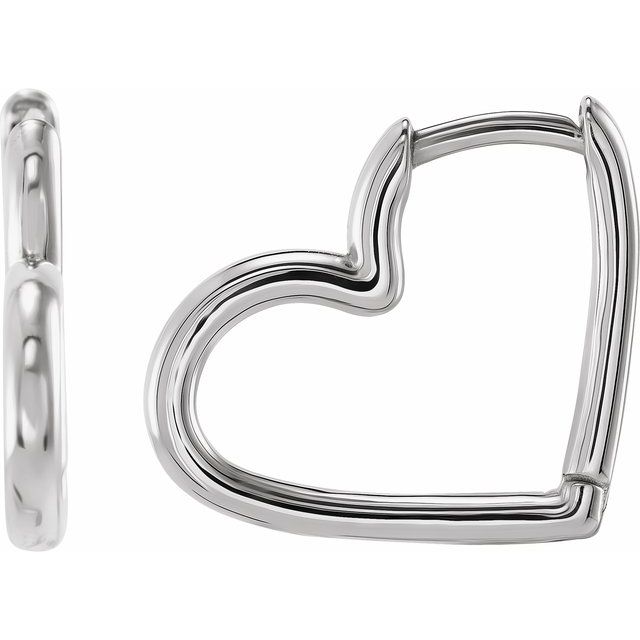 Sterling Silver 15 X 15 Mm 1.7 Mm Pair Hinged Polished Hinged Heart Huggie Earrings