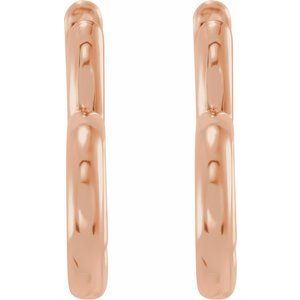 14K Rose Gold 15 X 15 Mm 1.7 Mm Pair Hinged Polished Hinged Heart Huggie Earrings