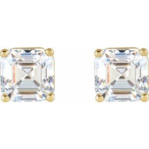 14K Yellow Gold Asscher 3 X 3Mm Si, Ghi 1/3 Ctw Lab-Grown Diamond 4-Prong Basket Friction Back Earrings